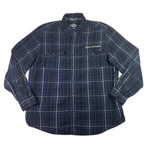 Harley Davidson Button Down Shirt Men's XL Blue Motorcycle Biker Double Pocket